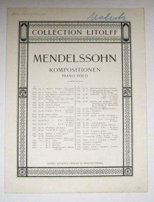 Mendelssohn - Kompositionen. Piano solo. No. 7493. Op. 106. Sonate III.