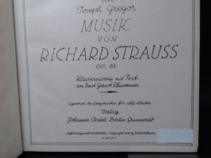 Richard Strauss: Friedenstag. Oper in einem Aufzug von Joseph Gregor. Musik von Richard Strauss. OP. 81. Klavierauszug mit Text von Ernst Gernot Klussmann […]