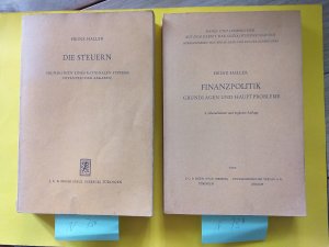 2 Bücher von ihm ( Haller ): " Finanzpolitik " und " Die Steuern " 3.Auflage,1965. ( beide in guten Zustand, aber mit An- und Unterstreichungen