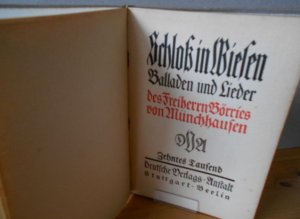 antiquarisches Buch – Münchhausen, Freiherr Börries von – Schloß in Wiesen. Balladen und Lieder