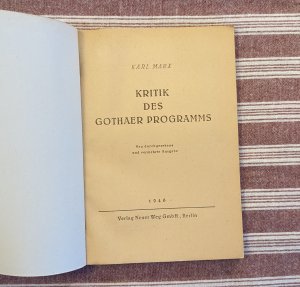 antiquarisches Buch – Karl Marx – Kritik des Gothaer Programms