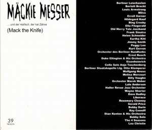 gebrauchter Tonträger – Kurt Weill – Mäckie Messer: 39 Interpretationen