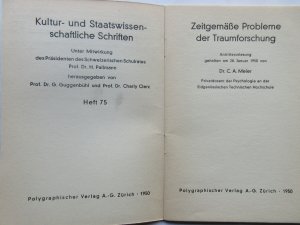 antiquarisches Buch – Meier, C. A – Zeitgemässe Probleme der Traumforschung