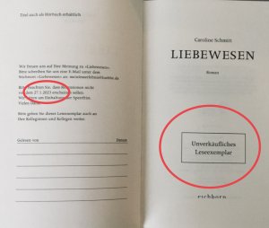 Liebewesen / Unverkäufliches LESEEXEMPLAR