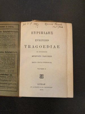 antiquarisches Buch – EURYPIDES Hersg – Eurypides Tragödien; Euripidis Tragoediae in zwei Bänden