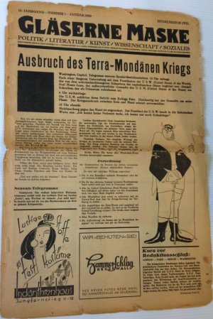 Gläserne Maske. Politik / Literatur / Kunst / Wissenschaft / Soziales. 12. Jahrgang - Nummer 1 - Januar 1930. Festzeitung.