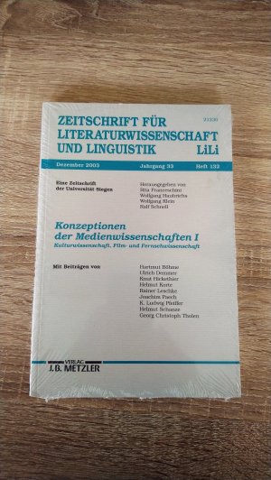 Zeitschrift für Literaturwissenschaft und Linguistik. Dezember 2003. Jahrgang 33. Heft 132