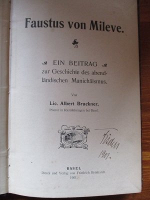 Faustus von Mileve, Ein Beitrag zur Geschichte des abendländischen Manichäismus