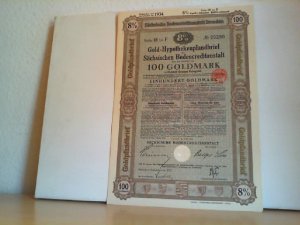 antiquarisches Buch – Sächsische Bodencreditanstalt Dresden – 8 % Gold-Hypothekenpfandbrief über 100 Goldmark.