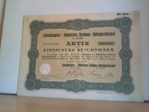 antiquarisches Buch – Löwenbrauerei Böhmisches Brauhaus AG zu Berlin, Berlin – Aktie über 1000 Reichsmark 1929.