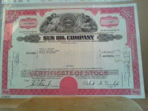 antiquarisches Buch – Historische alte Wertpapiere / Aktien – Sun Oil Company - SUNOCO, Jersey City. 1 Shares. Namensaktie, gelocht