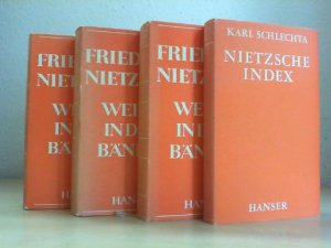 Werke in drei Bänden und Nietzsche-Index (vier Bände KOMPLETT)