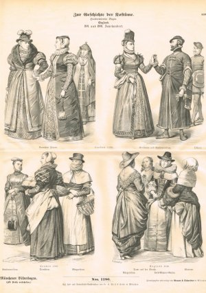 gebrauchtes Buch – kda214 - Münchener Bilderbogen - 1180 Zur Geschichte der Kostüme England XVI und XVII Jahrhundert
