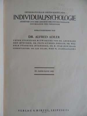 Internationale Zeitschrift für Individualpsychologie - IX. Jahrgang 1931 - 6 Doppel-Monats-Hefte