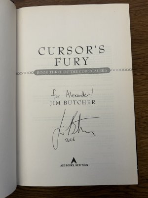 gebrauchtes Buch – Jim Butcher – Cursor's Fury (Codex Alera, Band 3) Signiert / Signed