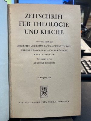 Zeitschrift für Theologie und Kirche ZThK 51. Jahrgang 1954.