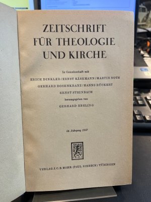 Zeitschrift für Theologie und Kirche ZThK 54. Jahrgang 1957.