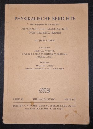 antiquarisches Buch – Michael Schön – Physikalische Berichte Band 26 - Heft 1/2