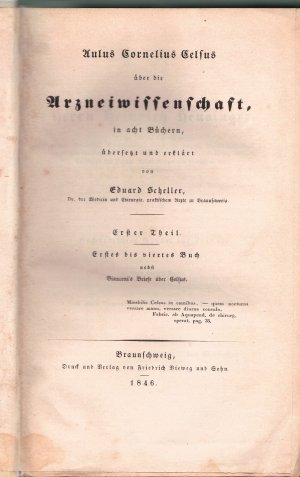 Ueber die Arzneiwissenschaft. In 8 Büchern, 1. + 2 Theil in 1.