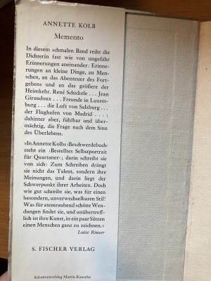 antiquarisches Buch – Annette Kolb – memento