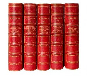 Oeuvres complètes revues sur les textes originaux par Adolphe Regnier. 5 Bde. Paris, Imprimerie Nationale, 1878. Mit zahlr. Tafeln (jeweils mit Seidenhemdchen […]
