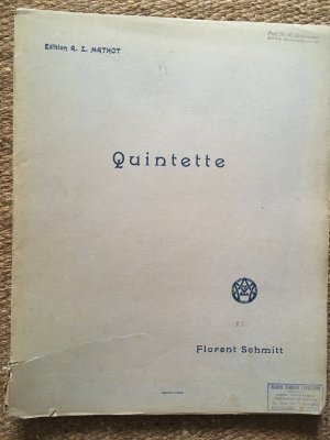 gebrauchtes Buch – Florent Schmitt – Klavier-Quintett op. 51