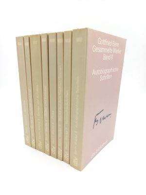 gebrauchtes Buch – Gottfried Benn – Gesammelte Werke in acht Bänden (vollständig). Gedichte / Essays und Aufsätze / Reden und Vorträge / Prosa / Stücke aus dem Nachlaß - Szenen / Vermischte Schriften / Autobiographische Schriften (Herausgegeben von Dieter Wellershoff)