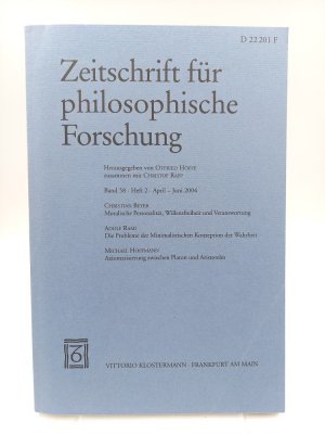 Zeitschrift für philosophische Forschung; Band 58, Heft 2 (April-Juni 2004)