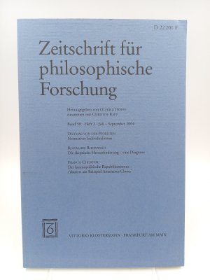 Zeitschrift für philosophische Forschung; Band 58, Heft 3 (Juli-September 2004)