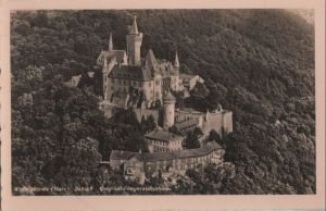 Postkarte: Wernigerode - Schloss - Original-Fliegeraufnahme - ca. 1950