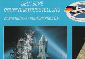 gebrauchtes Buch – Postkarte: Morgenroethe-Rautenkranz - Space Shuttle auf Startrampe im Kennedy Space Center NASA, Kommunikationssatellit Olympus ESA - ca. 1995