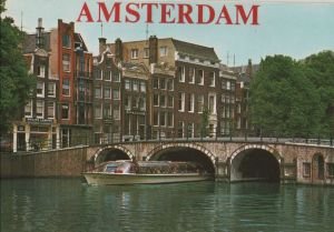 Postkarte: Niederlande - Amsterdam - Rueckseite mit Stadtplan bedruckt - ca. 1980