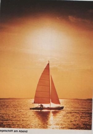 gebrauchtes Buch – Postkarte: Segelschiff am Abend - ca. 1980