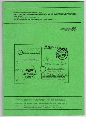 gebrauchtes Buch – Bundesarbeitsgemeinschaft – Deutsche Barfrankaturen und Notentwertungen ab 1945 Rundbrief 26 Mai 1984