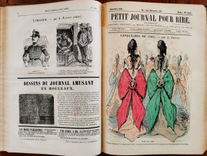 PETIT JOURNAL POUR RIRE. Journal amusant, des Modes Parisiennes et de la Toilette de Paris. Sammelband: Hefte Nr. 620 bis Nr. 671