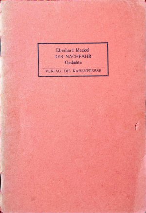 antiquarisches Buch – Eberhard Meckel – Der Nachfahr - Gedichte antiquarisches Buch – Eberhard Meckel – Der Nachfahr - Gedichte