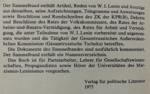 gebrauchtes Buch – Lenin / Semjon K. Zwigun  – W. I. LENIN UND DIE GESAMTRUSSISCHE TSCHEKA - Dokumentensammlung 1917-1922