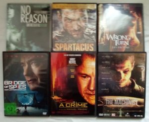 A crime,  Bridge of Spies,  The Machinist,  No Reason,  Wrong Turn 3,  Spartacus