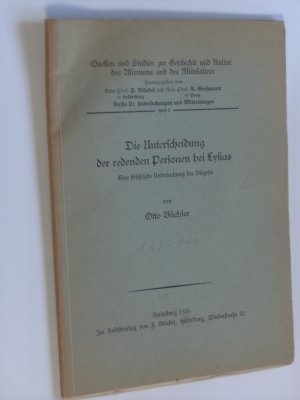 antiquarisches Buch – Otto Büchler – Die Unterscheidung der redenden Personen bei Lysias. Eine stilistische  Untersuchung der Diegesis.