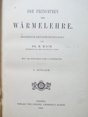 Die Principien der Wärmelehre historisch-kritisch entwickelt