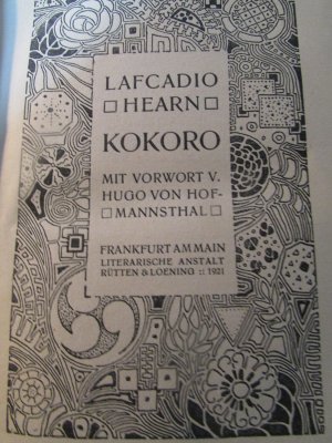 antiquarisches Buch – Lafcadio Hearn – Kokoro.