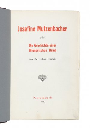 Josefine Mutzenbacher Oder Die Geschichte Einer Salten Felix Buch Erstausgabe Kaufen A02n2e1r01zz0
