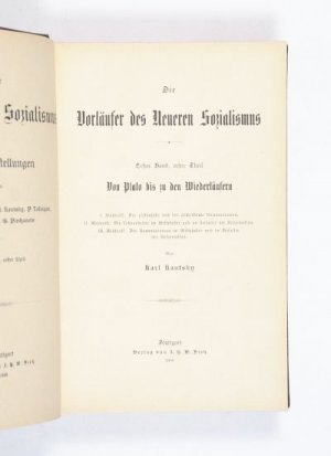 Die Vorläufer des neueren Sozialismus. 2 Teile in einem Band. (= Die Geschichte des Sozialismus in Einzeldarstellungen, Bd. 1).