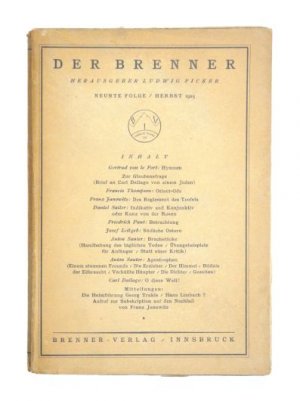 Der Brenner. Herausgegeben von Ludwig Ficker. Neunte [9.] Folge, Herbst 1925.