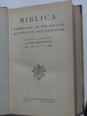 Biblica. Commentarii ad rem biblicam scientifice investigandam Quater in Anno Editi a Pontificio Instituto Biblico. Vol 36 -- 1955. Elenchus Bibliographicus […]