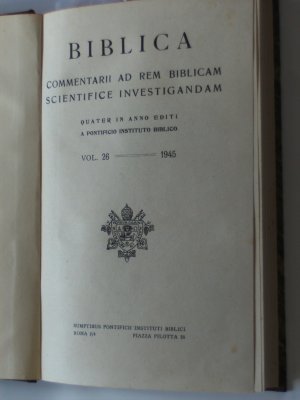 Biblica. Commentarii ad rem biblicam scientifice investigandam Quater in Anno Editi a Pontificio Instituto Biblico. Vol. 26 – 1945. Elenchus Bibliographicus […]