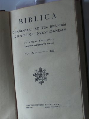 Biblica. Commentarii ad rem biblicam scientifice investigandam Quater in Anno Editi a Pontificio Instituto Biblico. Vol. 27 – 1946. Elenchus Bibliographicus […]