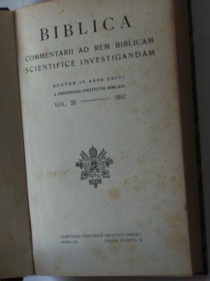 Biblica. Commentarii ad rem biblicam scientifice investigandam Quater in Anno Editi a Pontificio Instituto Biblico. Vol. 28 – 1947. Elenchus Bibliographicus […]