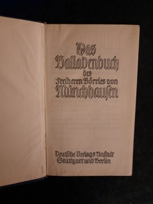 antiquarisches Buch – Freiherr Börries von Münchhausen – Das Balladenbuch