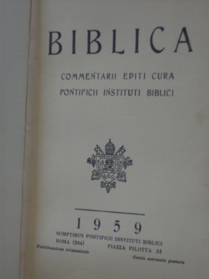 Biblica. Commentarii Editi Cura Pontificii Instituti Biblici. Vol. 40 / II (resp. 2. Teilband 1959 ) -- Elenchus bibliographicus biblicus XL - 1959 Vol […]